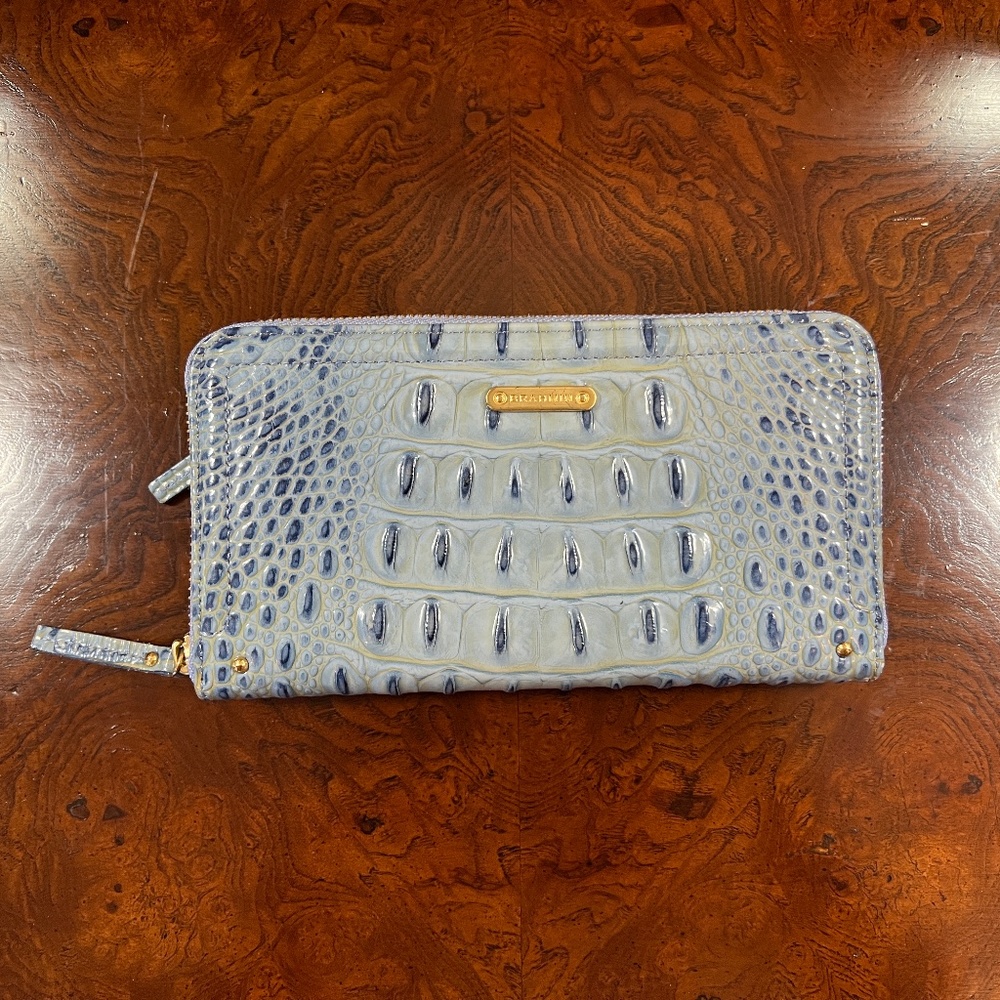 Brahmin light blue zip-top wallet (similar to Suri) - Excellent Used Condition